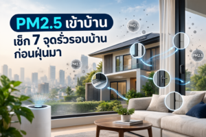 จุดที่ PM2.5 เข้าบ้านบริเวณประตูหน้าต่างและรอยต่อ